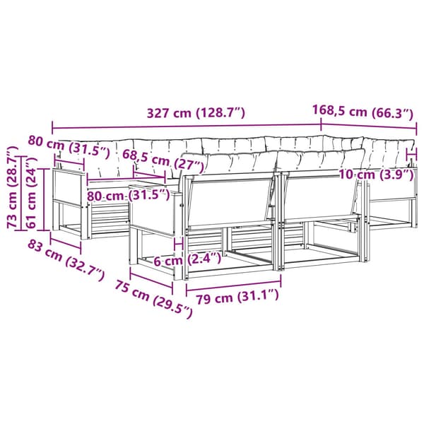 Utomhussoffset med kudde 7 pcs Naturlig och Beige