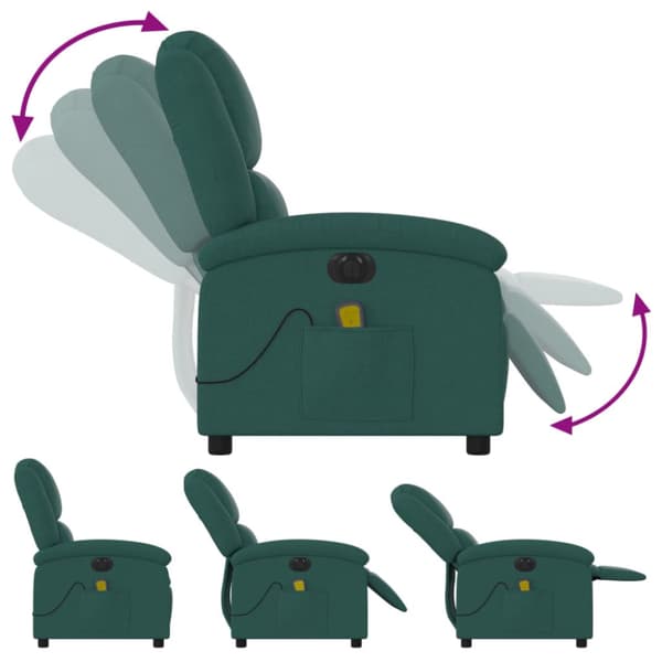 Elektrisk massagefåtölj mörkgrön tyg