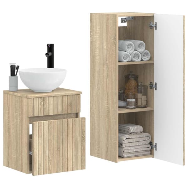 Badrumsmöbelset 2 st Sonoma-ek 33 x 34,5 x 100 cm