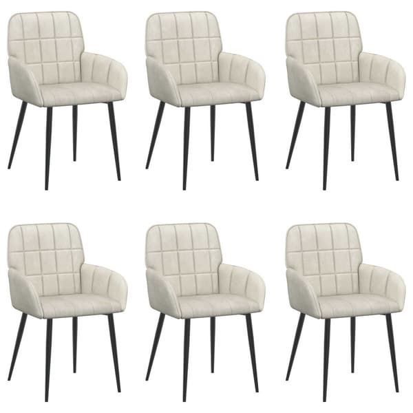 Matstolar 6 pcs Sammet Gräddvit 57 x 50 x 85 cm