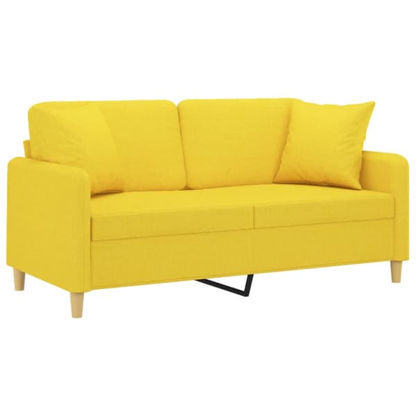 2-sits soffa med prydnadskuddar ljusgul 140 cm tyg