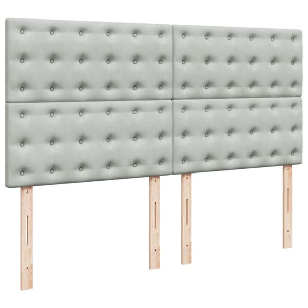 Ramsäng med madrass ljusgrå 180x200 cm sammet