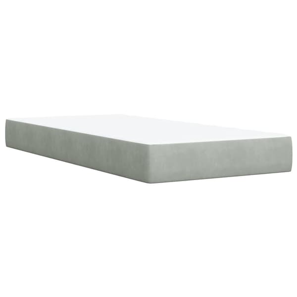 Ramsäng med madrass ljusgrå 90x200 cm sammet
