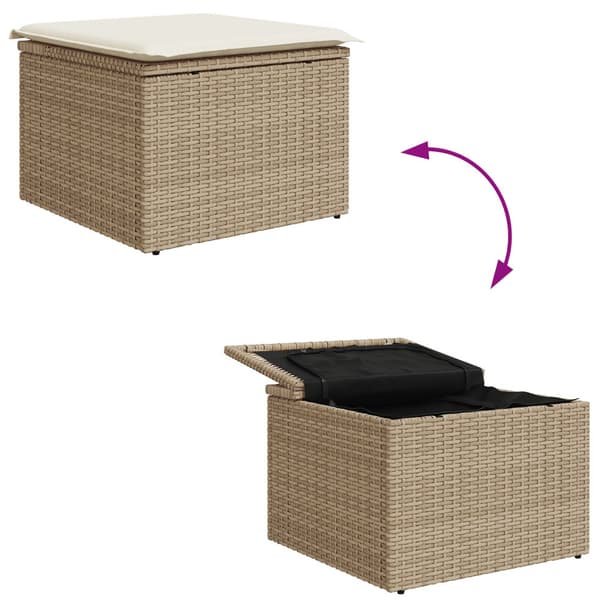 Trädgårdsoffset med kudde 9 pcs Beige konstrotting