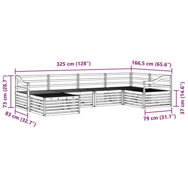 Utomhussoffset 6 pcs Naturfärg