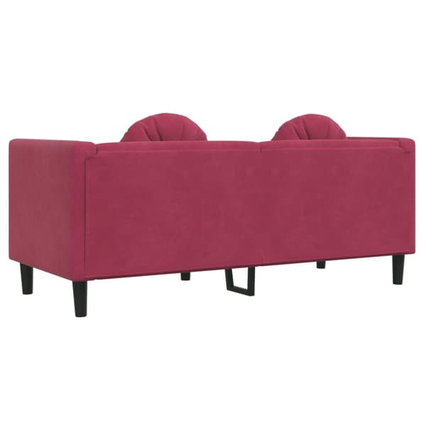 Soffa med kuddar 2-sits vinröd sammet