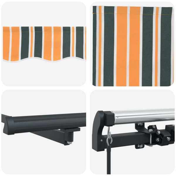 Utfällbar markis Grön och gul 600 × 350 cm Polyester och Stål