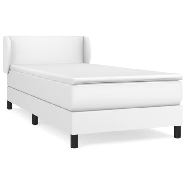 Ramsäng med madrass vit 90x190 cm konstläder
