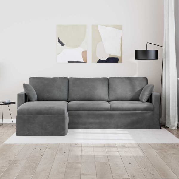 Soffa Mörkgrå 228 x 134 x 80 cm Sammet