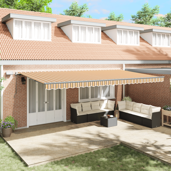 Utfällbar markis Flerfärgsdesign 600 ×350 cm tyg