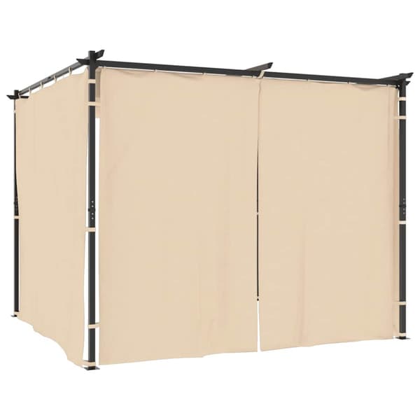Paviljong med draperi 3x3 m gräddvit stål