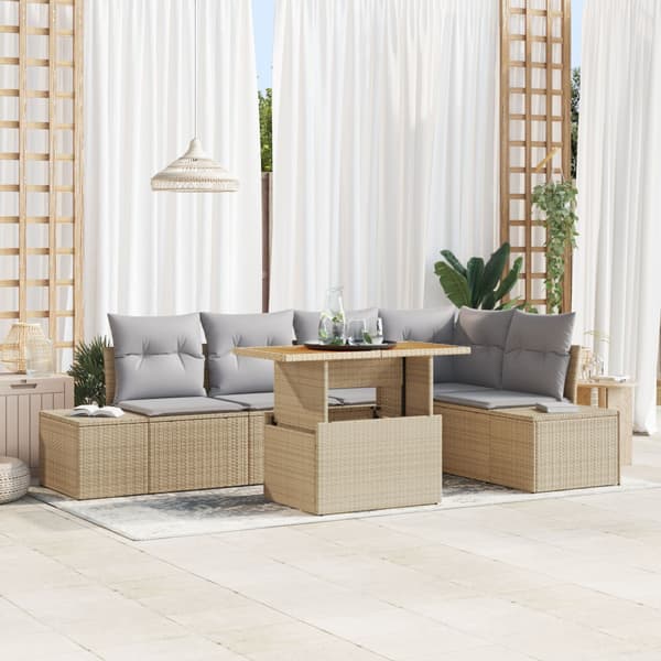 Trädgårdsoffset 6 st Beige och Grå