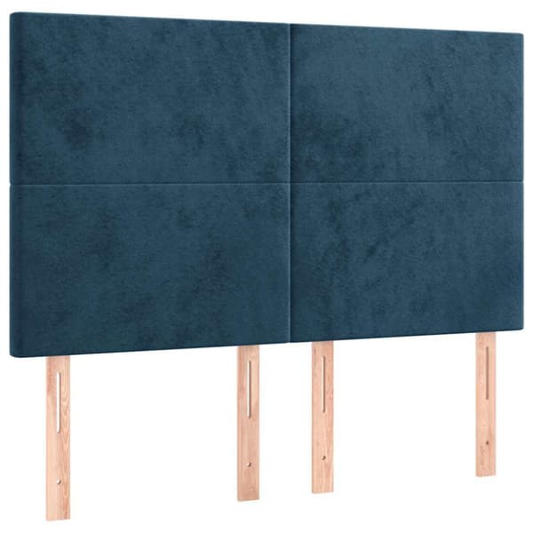 Ramsäng med madrass mörkblå 140x190 cm sammet