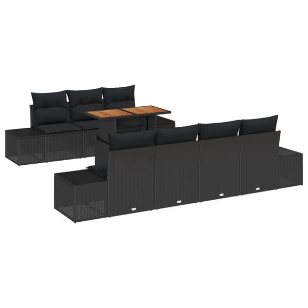 Trädgårdsoffset med lagring 8 pcs Svart Poly rattan