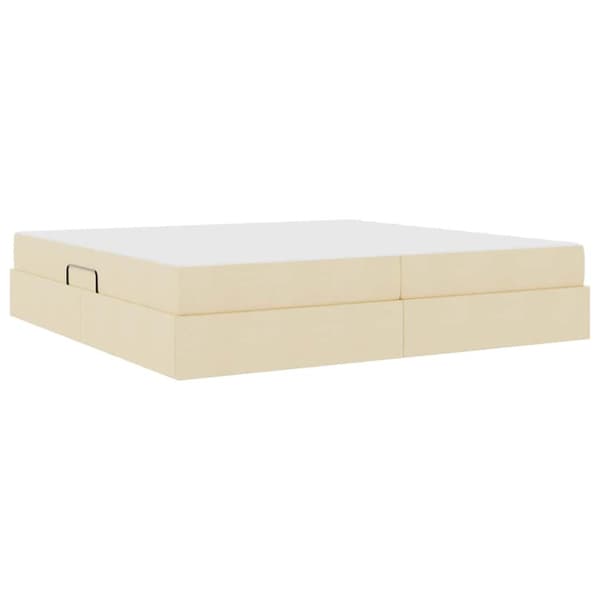 Förvaringssäng med madrass Kräm 200 x 200 cm Polyester