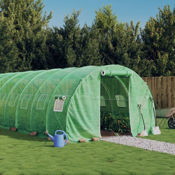 Växthus med stålram grön 24 m² 8x3x2 m