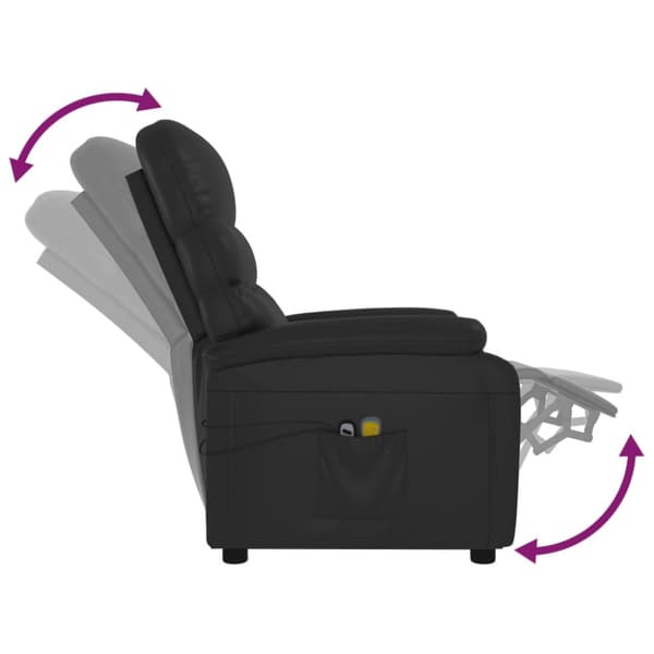 Elektrisk massagefåtölj svart konstläder