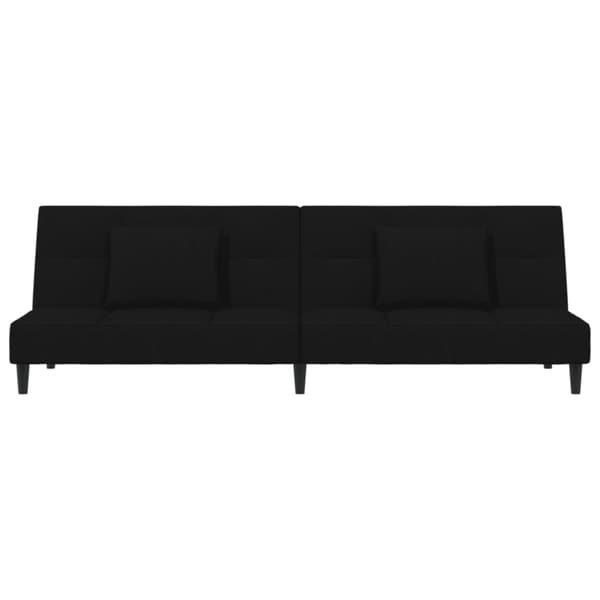 Bäddsoffa 2-sits med två kuddar svart sammet