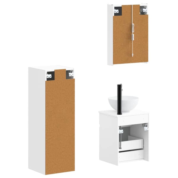 Badrumsmöbelset 4 pcs Vit Konstruerat trä och glas