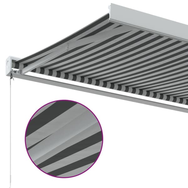 Markis infällbar antracit och vit 5x3 m tyg&aluminium