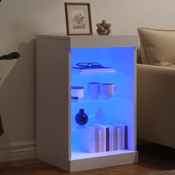 Skänk med LED-belysning vit 41x37x67 cm