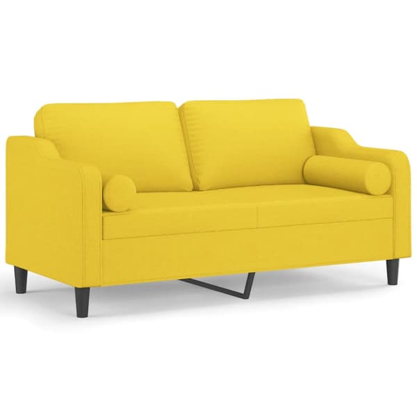 2-sits soffa med prydnadskuddar ljusgul 140 cm tyg