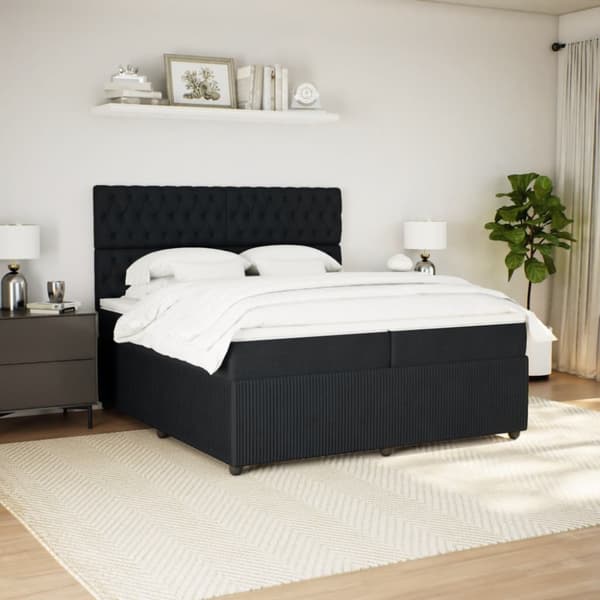Ramsäng med madrass svart 200x200 cm sammet