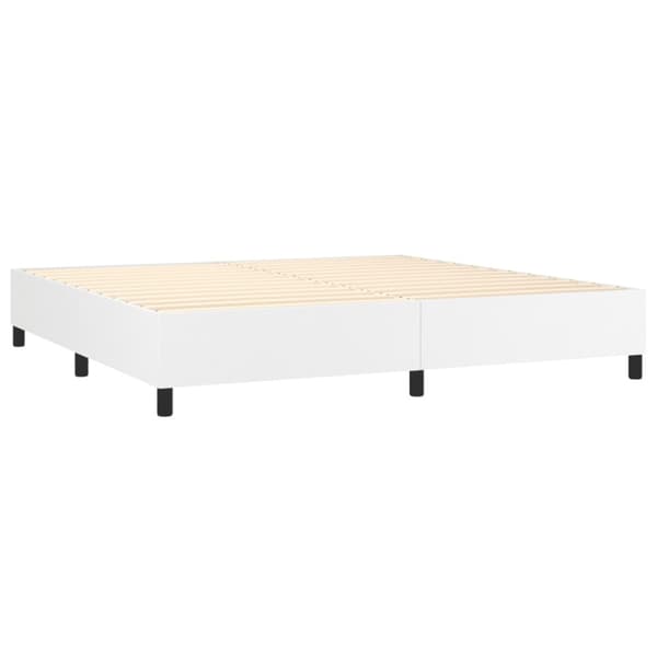 Ramsäng med madrass vit 200x200 cm konstläder