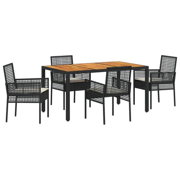 Trädgårdsmöbelset 5 pcs Svart konstrotting