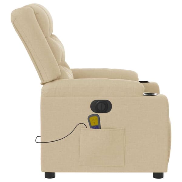 Elektrisk massagefåtölj gräddvit tyg