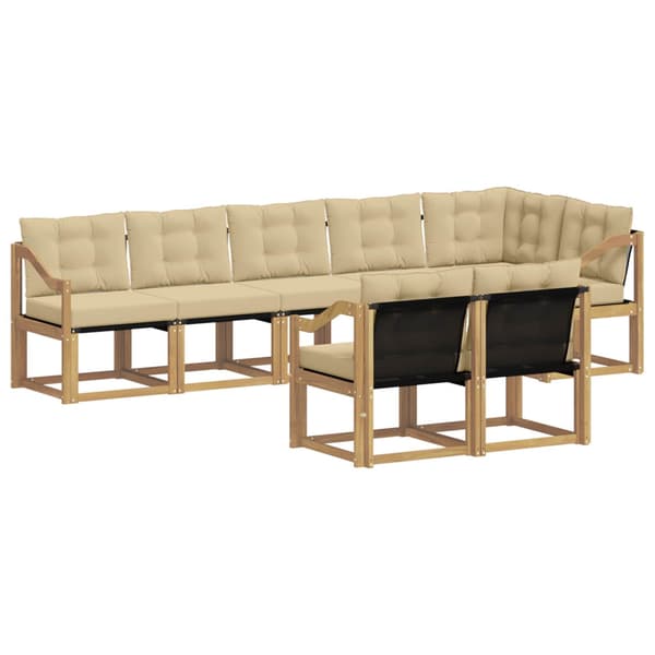 Utomhussoffset med kudde 8 pcs Vit och Beige