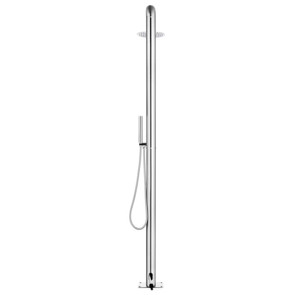 Trädgårdsdusch med brunt golv 230 cm rostfritt stål