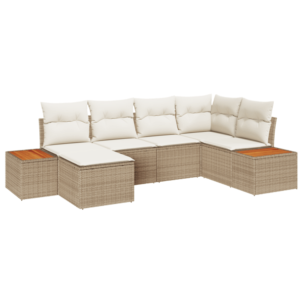 Trädgårdsoffset 7 pcs Beige och gräddfärgad Polyrattan