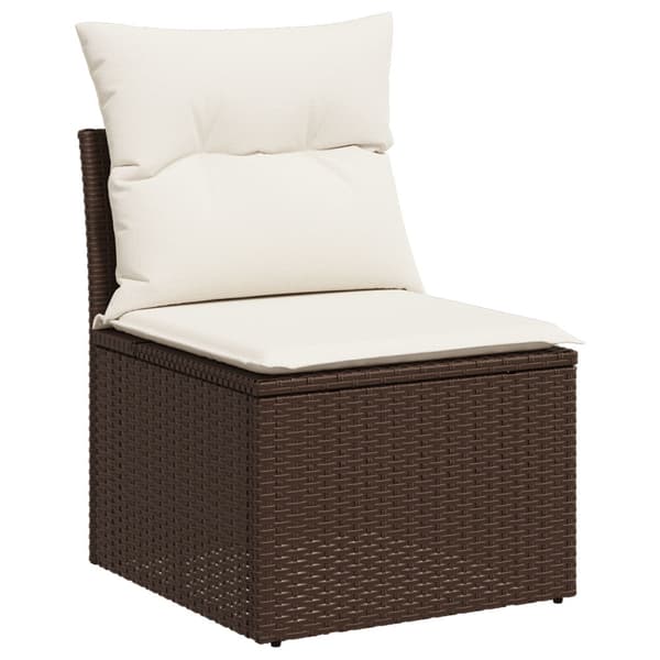 Trädgårdsoffset med kudde 7 pcs Brun Poly rattan