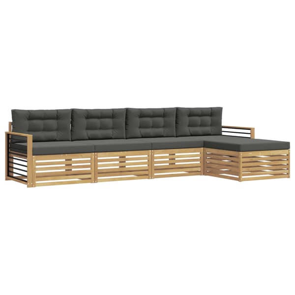 Utomhussoffset med kudde 5 pcs Vit och antracit Polyester