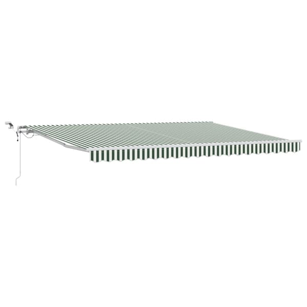 Utfällbar markis Grön och Vit 450 × 300 cm Polyester och metall