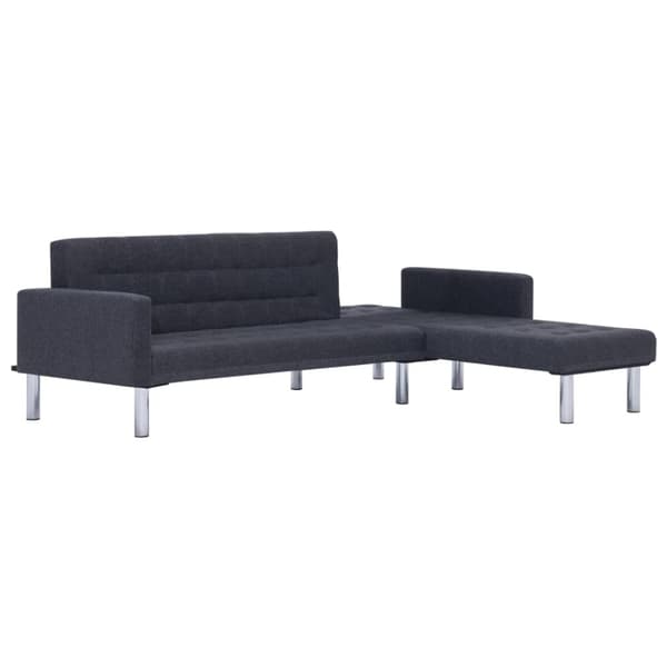 L-formad bäddsoffa mörkgrå polyester
