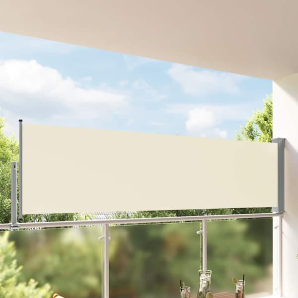 Infällbar sidomarkis 100 x 300 cm gräddvit