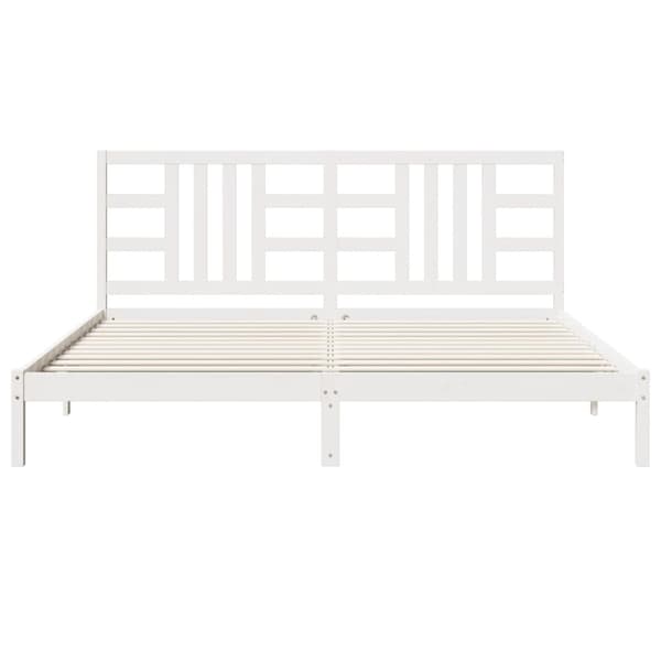 Sängram vit massivt trä 200x200 cm