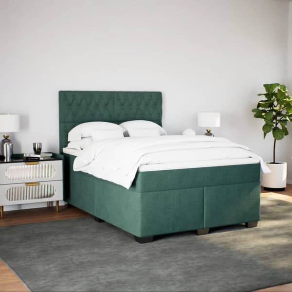 Ramsäng med madrass mörkgrön 140x190 cm sammet