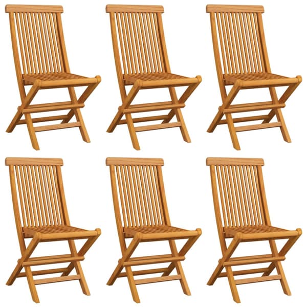 Trädgårdsstolar 6 st med gråa dynor massiv teak
