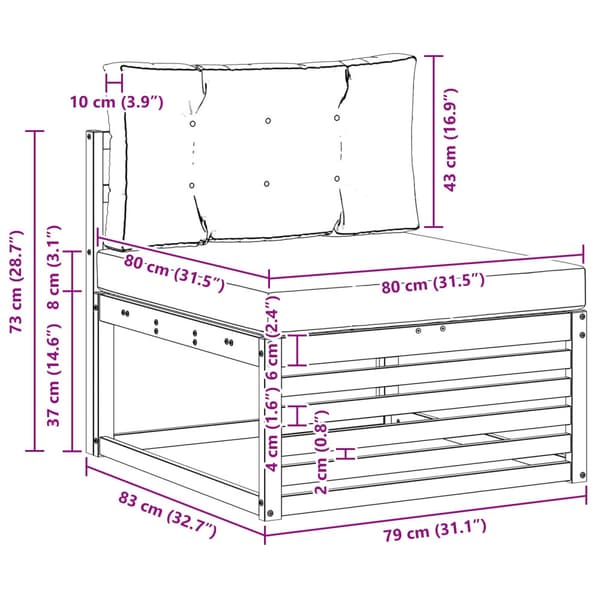 Utomhussoffset med kudde 3 pcs Vit och antracit Polyester