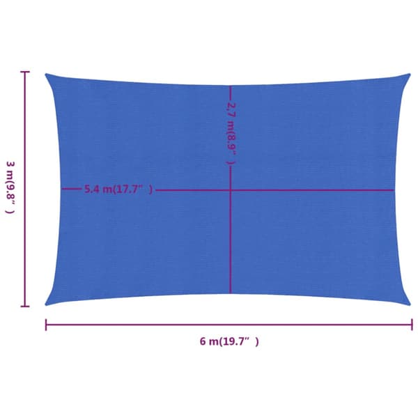 Solsegel 160 g/m² rektangulär blå 3x6 m HDPE