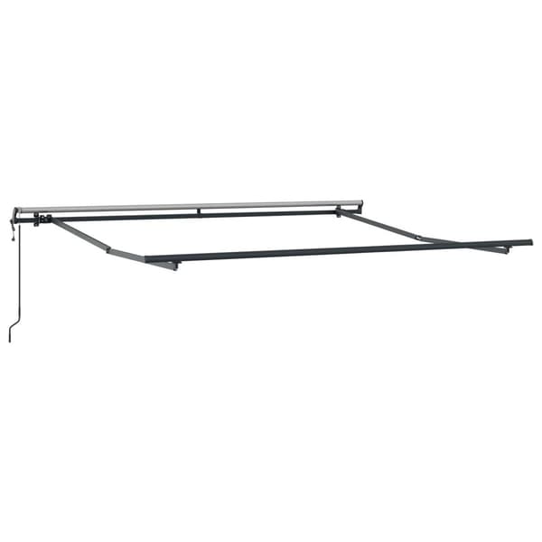 Utfällbar markis Ljusgrå och vit. 600 × 300 cm