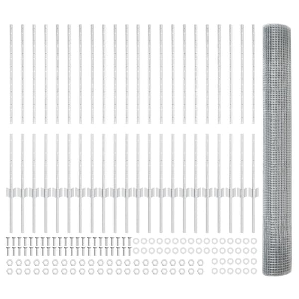 Stängsel med stolpe Silver 1 x 50 m Stål