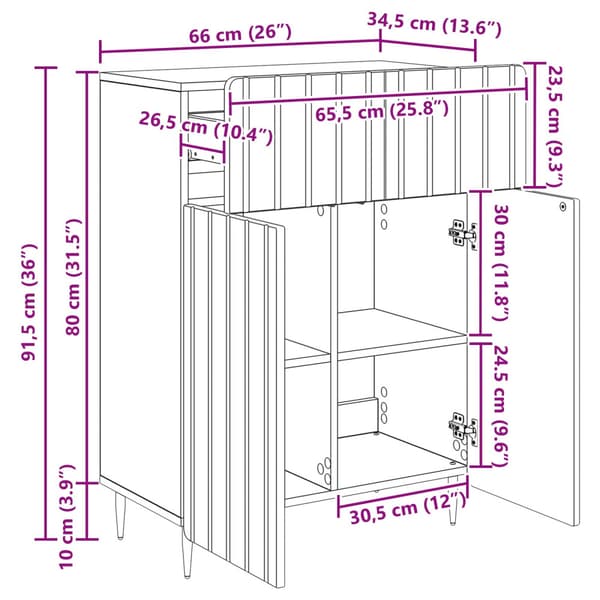 Sideboard Vit högglans 66 x 34,5 x 92 cm Konstruerat trä