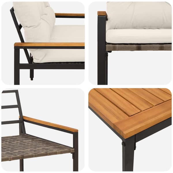 Utemöbelset 4 pcs Gräddvit konstrotting
