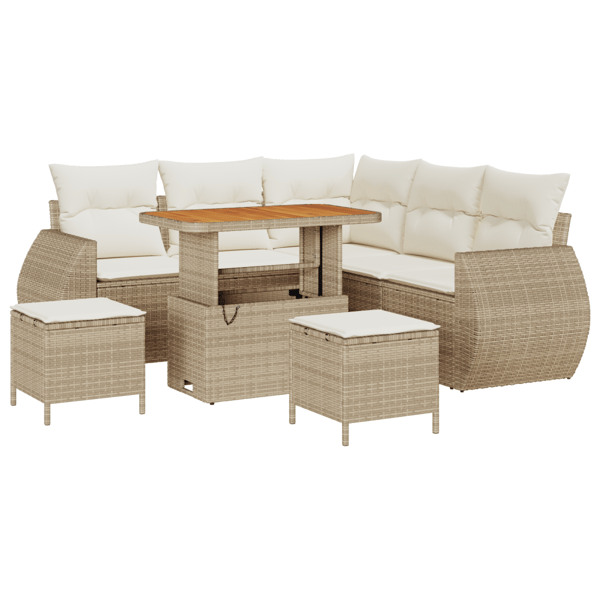 Trädgårdsoffset 8 pcs Beige och gräddfärgad konstrotting