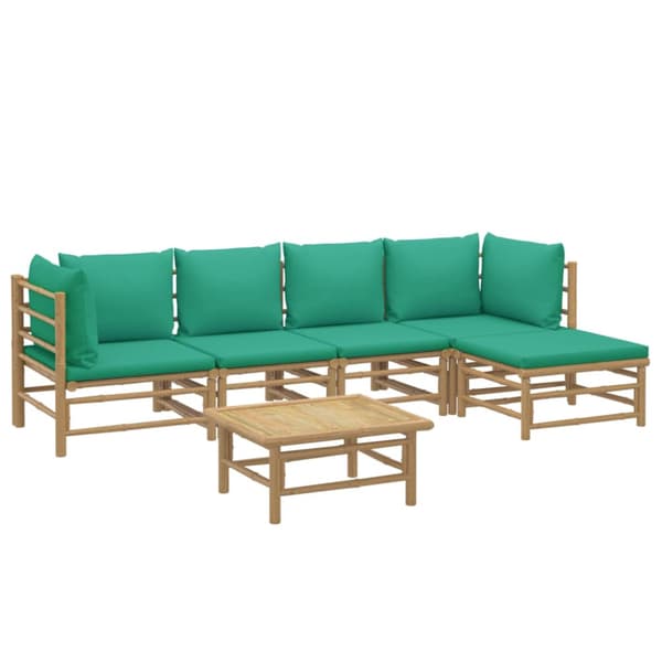 Loungegrupp 6 delar gröna dynor bambu
