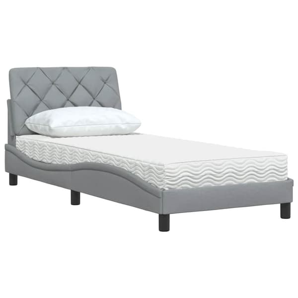 Bed with Mattress Light Grey 90x190 cm Fabric